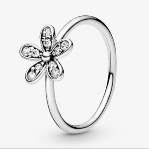 Pandora Silver CZ Dazzling Daisy Ring Size 52